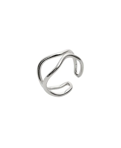 Spero London Wavy Lines Sterling Silver Wave Ring