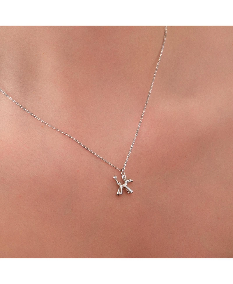 Spero London Balloon Dog Poodle Necklace In Sterling Silver