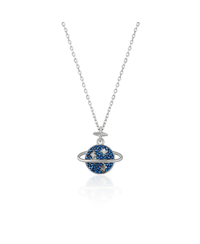 Spero London Blue Saturn Jewelled Sterling Silver Necklace