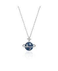 Spero London Blue Saturn Jewelled Sterling Silver Necklace