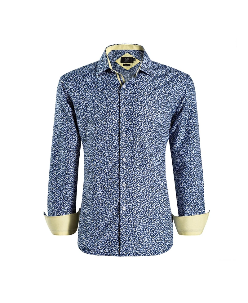 Elie Balleh Big Boys Navy Slim Fit Floral Shirt for