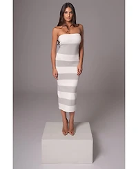 Jluxlabel Women's Striped Strapless Midi Dress