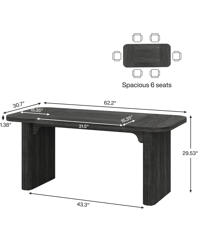 Tribesigns Modern Executive Office Desk, 62-Inch Large Wood Computer Aesthetic Workstations with Double Pedestal