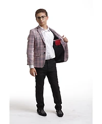Elie Balleh Boys Pink Slim Fit Plaid Jacket