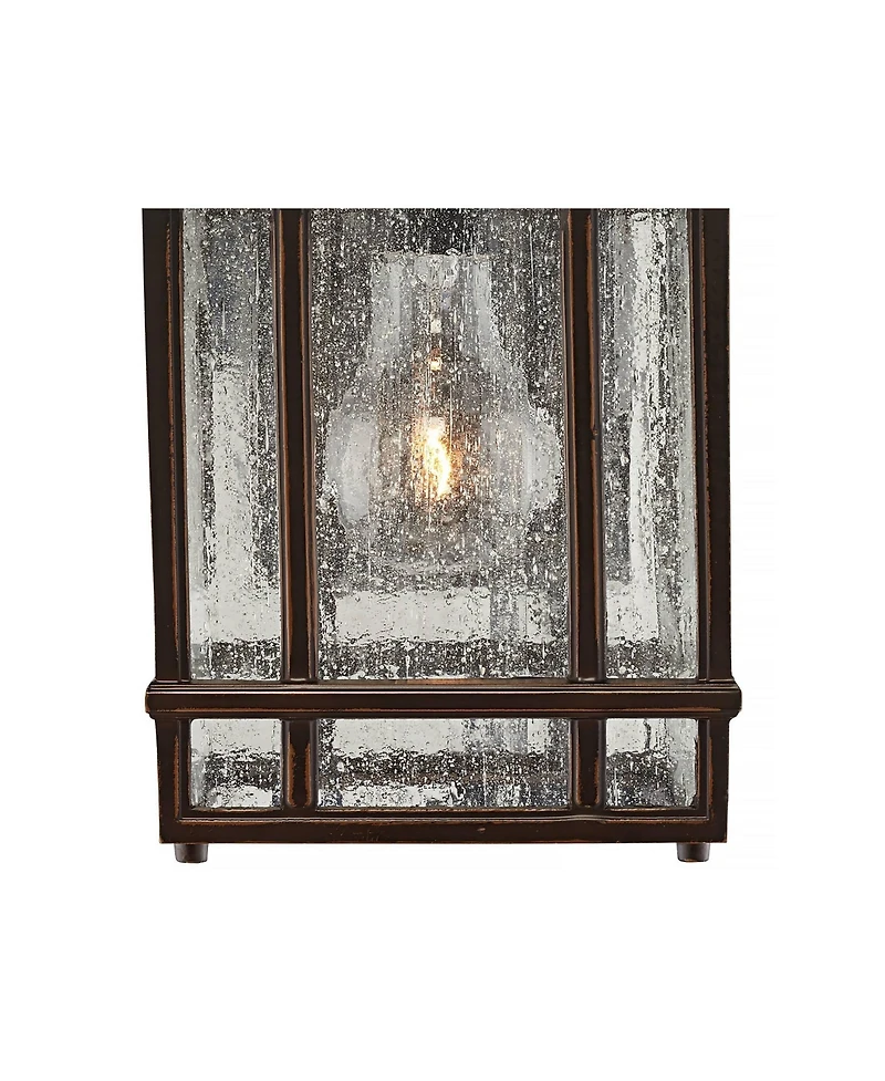 Kathy Ireland Sierra Craftsman Mission Outdoor Wall Light Fixtures Set of 2 Rubbed Bronze 11" Seedy Glass for Post Exterior Barn Deck House Porch