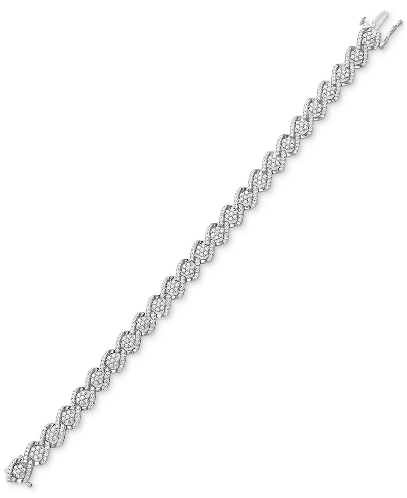 Diamond Link Bracelet (3 ct. t.w.) in 10k White Gold