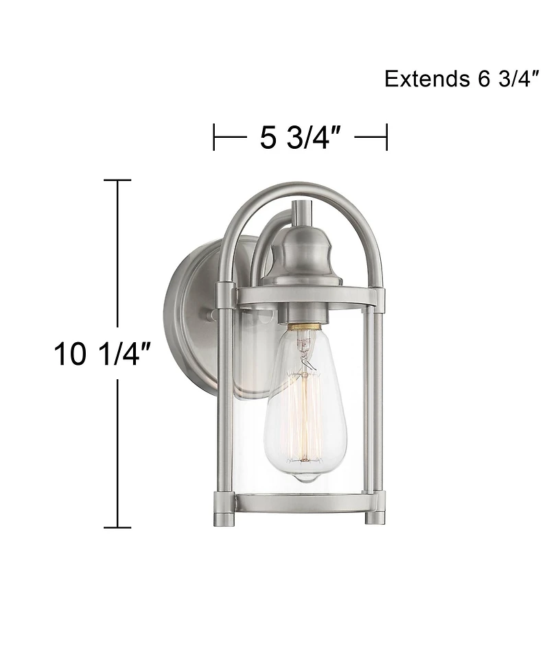 John Timberland Avani Rustic Farmhouse Outdoor Wall Light Fixture Brushed Nickel 10 1/4" Clear Glass for Exterior Barn Deck House Porch Yard Pati