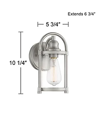 John Timberland Avani Rustic Farmhouse Outdoor Wall Light Fixture Brushed Nickel 10 1/4" Clear Glass for Exterior Barn Deck House Porch Yard Pati