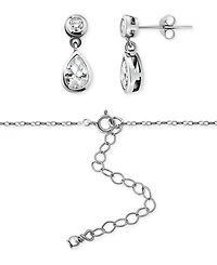 Giani Bernini 2-Pc. Set Cubic Zirconia Pear & Round Pendant Necklace Drop Earrings Sterling Silver, Exclusively at Macy's