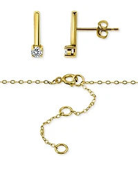 Giani Bernini Cubic Zirconia Bar Statement Necklace & Drop Earrings Set 18k Gold over Sterling Silver (also Silver), Exclusively at Mac