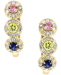 Lali Jewels Multi-Sapphire (1/3 ct. t.w.) & Diamond (1/5 ct. t.w.) Hoop Earrings in 14k Yellow Gold