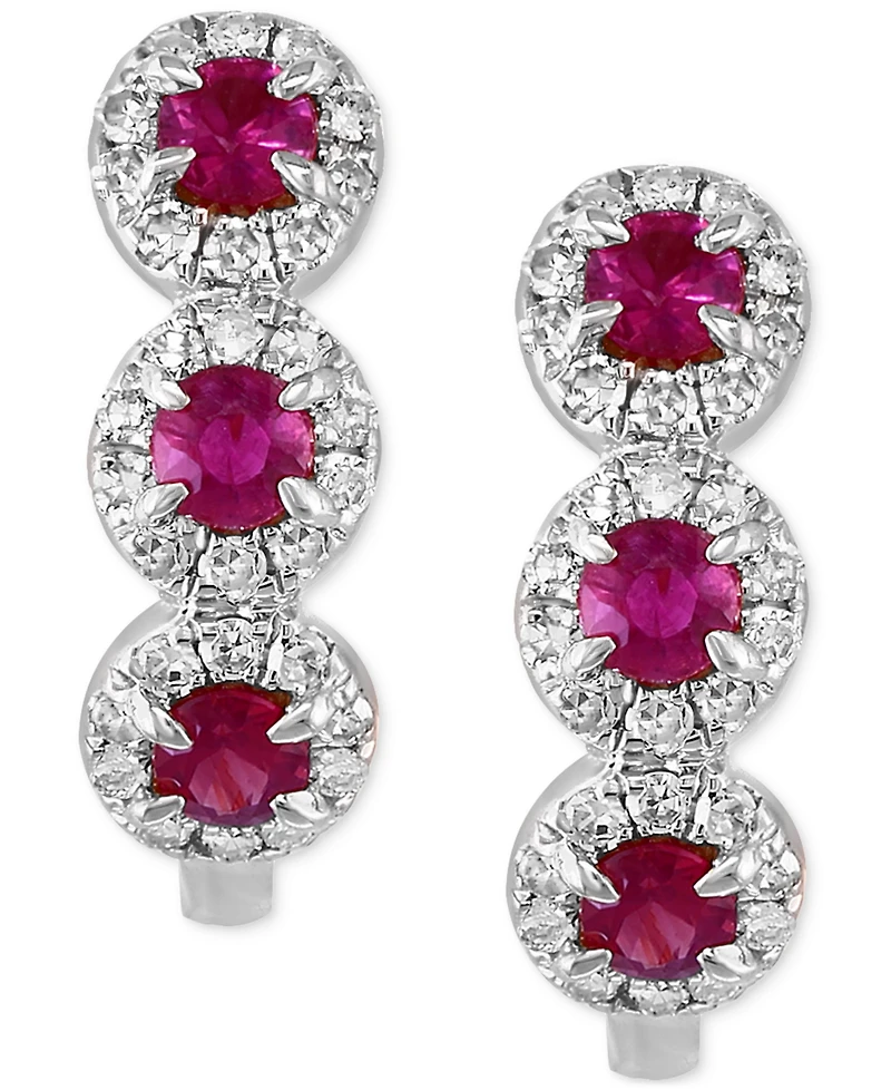 Lali Jewels Ruby (1/3 ct. t.w.) & Diamond (1/5 ct. t.w.) Hoop Earrings in 14k White Gold