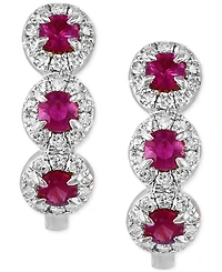 Lali Jewels Ruby (1/3 ct. t.w.) & Diamond (1/5 ct. t.w.) Hoop Earrings in 14k White Gold