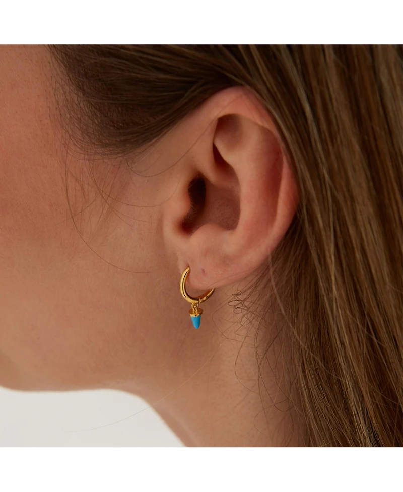 Spero London Turquoise Spike Pave Hoop Drop Earring