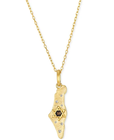 Le Vian Chocolate Diamond & Vanilla Diamond Star of David Scatter Nugget Adjustable 19" Pendant Necklace (1/20 ct. t.w.) in 14k Gold