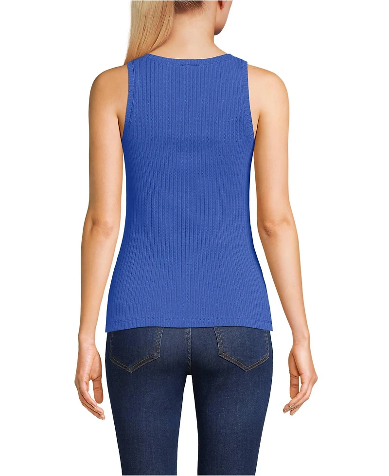 Lands' End Women's Pointelle Rib UNeck Tank