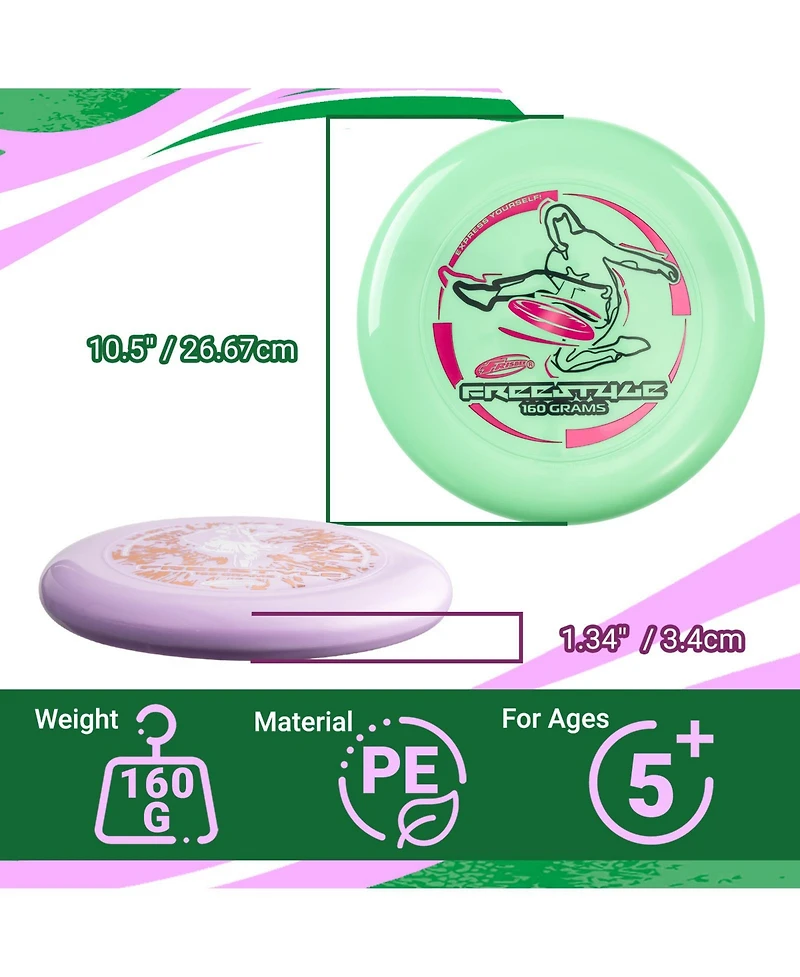 Wham-o Frisbee Freestyle 160g Flying Disc, for Outdoor Fun - 2 Pack