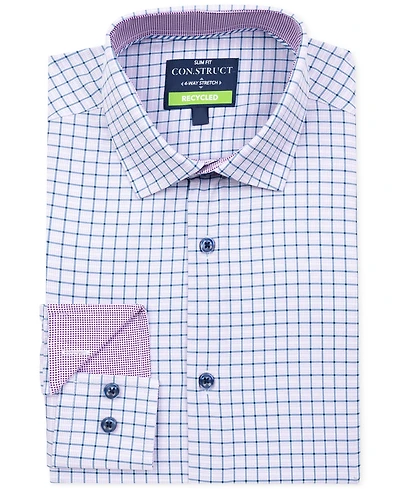Men's Slim Fit Square Plaid 4-Way Stretch Performance Dress Shirt