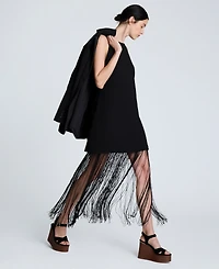 Kenneth Cole Women's Fringe-Hem Mini Sleeveless Shift Dress