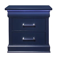 Solid Wood Nightstand with Two Drawers and Built-In Light for Bedroom