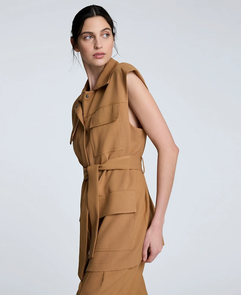 Kenneth Cole Women's Vision Twill Belted Cargo Vest