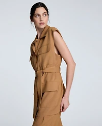 Kenneth Cole Women's Vision Twill Belted Cargo Vest