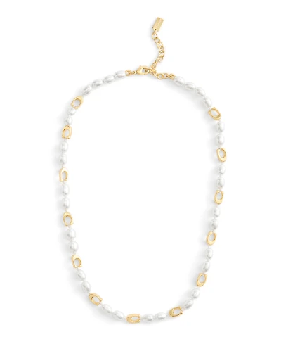 Coach Faux Cultivated Pearl Signature Heritage Collar Necklace