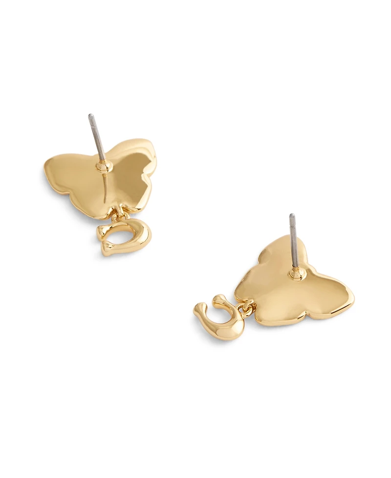 Coach Faux Stone Signature Heritage Butterfly Earrings