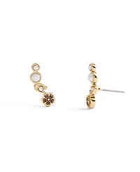 Coach Faux Stone Signature Heritage Cultivated Pearl Crawler Earrings