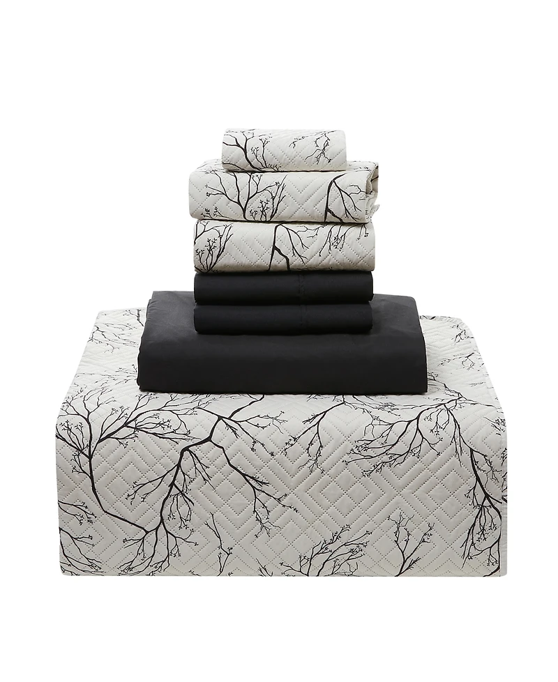 Nestl Branches Reversible 4-Pc. Quilt Set, Twin/Twin Xl