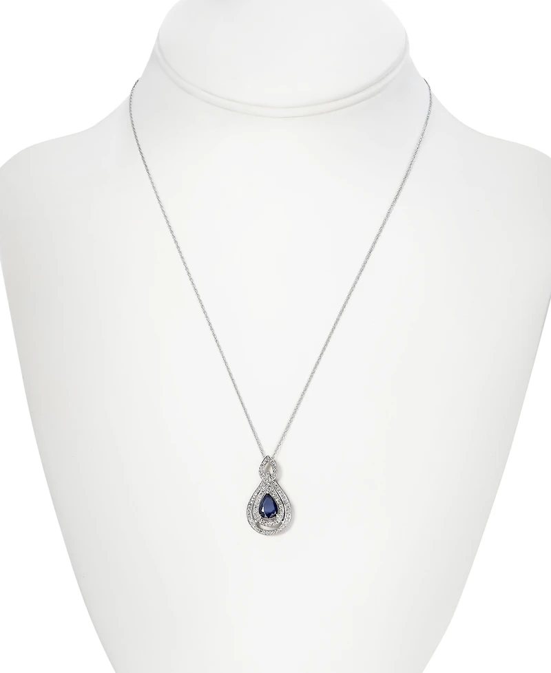 Sapphire (1-1/4 ct. t.w.) & Diamond (1/4 18" Pendant Necklace 14k White Gold (Also available Tanzanite, Emerald and Ruby)