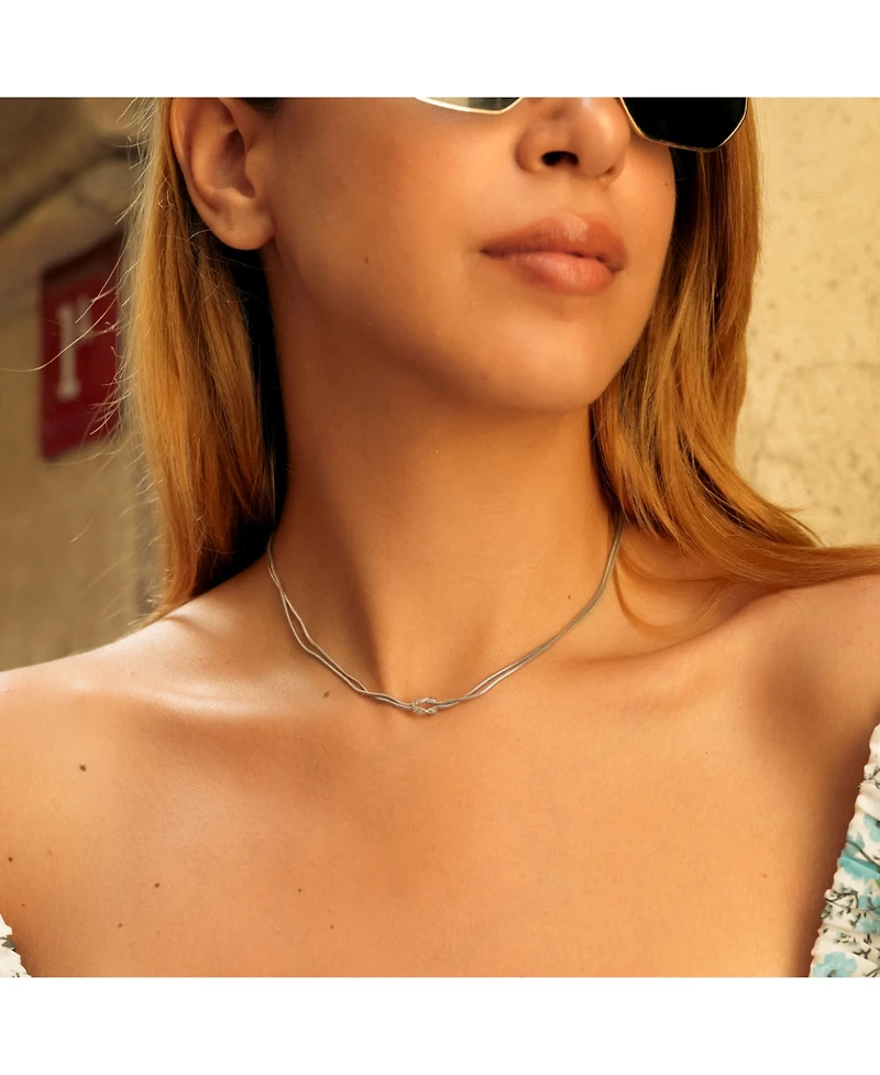 Spero London Knot Chain Choker Necklace in Sterling Silver
