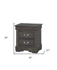 Two Drawer Nightstand for Bedroom Storage and Bedside Organization