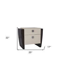 Two-Drawer Mirrored Nightstand with Ample Storage and Wood Construction