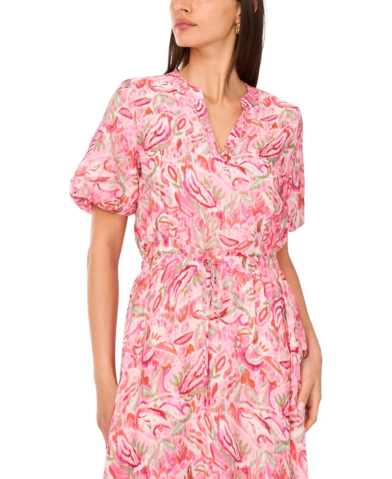 Vince Camuto Women's Printed Puff-Sleeve Maxi Dress