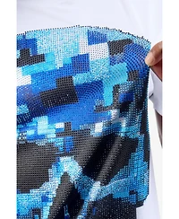 heads or tails Men's Pixel Skull Rhinestone Crew T-Shirt