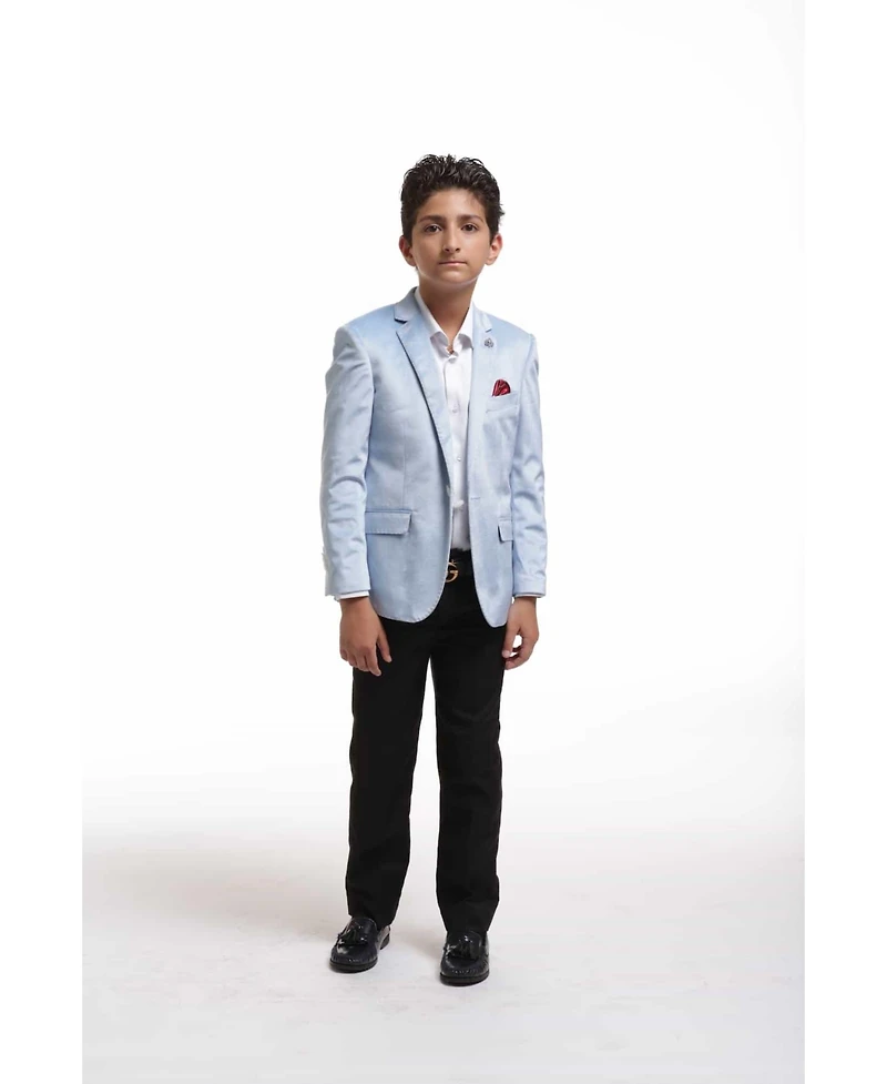 Elie Balleh Boys Blue Slim Fit Velvet Jacket
