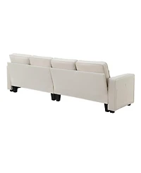 Streamdale Furniture 4-Seater Linen Sofa with Armrest Pockets and Pillows