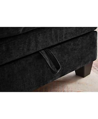 Streamdale 51" Black Chenille Chaise Lounge with Ottoman & Storage