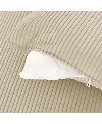 Streamdale Beige Corduroy Sofa with Storage, Cup & Phone Holders