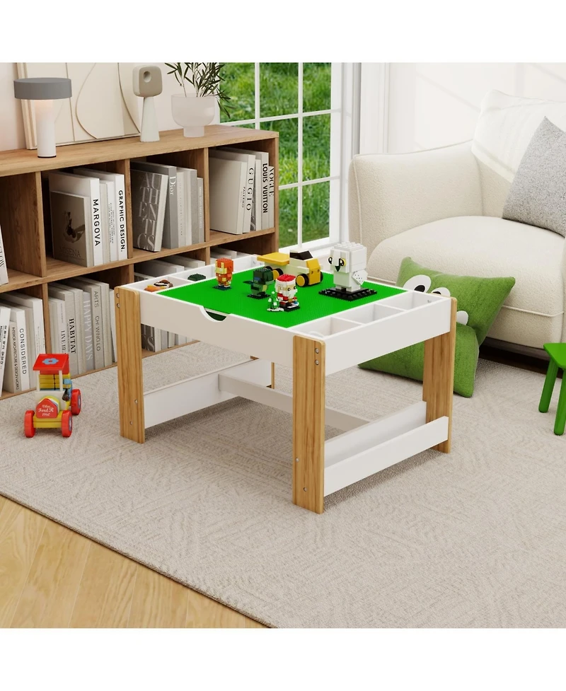 Streamdale 2-in-1 Play Table with Lego Compatibility (White)