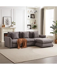 Streamdale 102" Modular Sofa with Ottoman, Pillows, and Cushions for Living Room (Grey Upholstery, Plastic Legs)