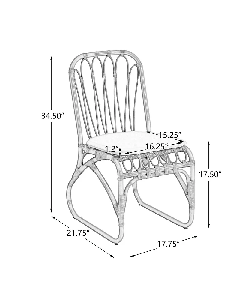 Streamdale Outdoor Grey Wicker Dining Chairs (Set of 2) with Washable Cushions