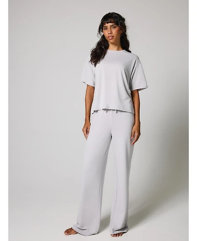 Lovall Women's Soft Touch Wide Leg Lounge Set