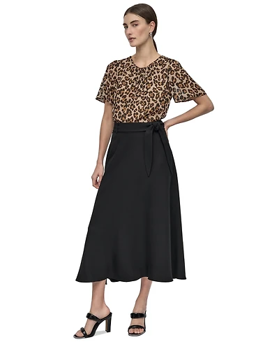 Dkny Petite Tie-Waist Midi Skirt