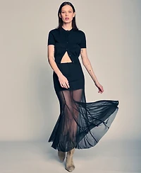 Kenneth Cole Women's Godet Fit & Flare Pull-On Maxi Skirt