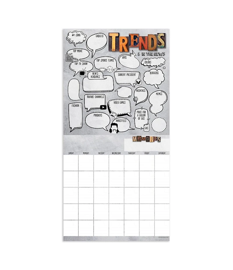 My Year Book Undated Memory 12"x12" Wall Calendar