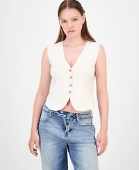 Ultra Flirt Juniors' V-Neck Button-Front Sweater Vest