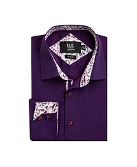Elie Balleh Big Boys Wine Slim Fit Jacquard Dot Shirt