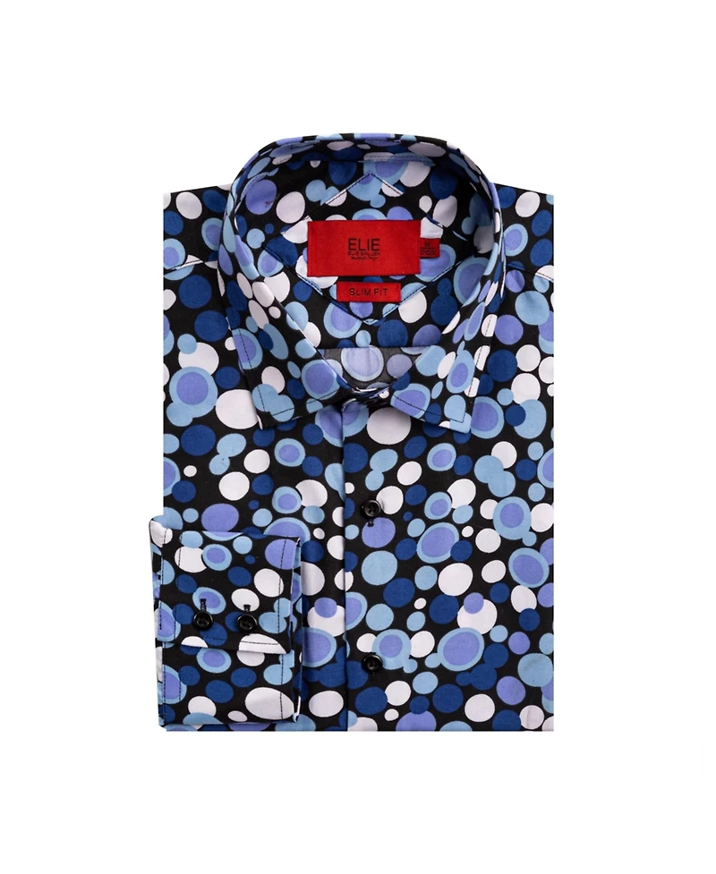 Elie Balleh Big Boys Black Slim Fit Dotted Dress Shirt